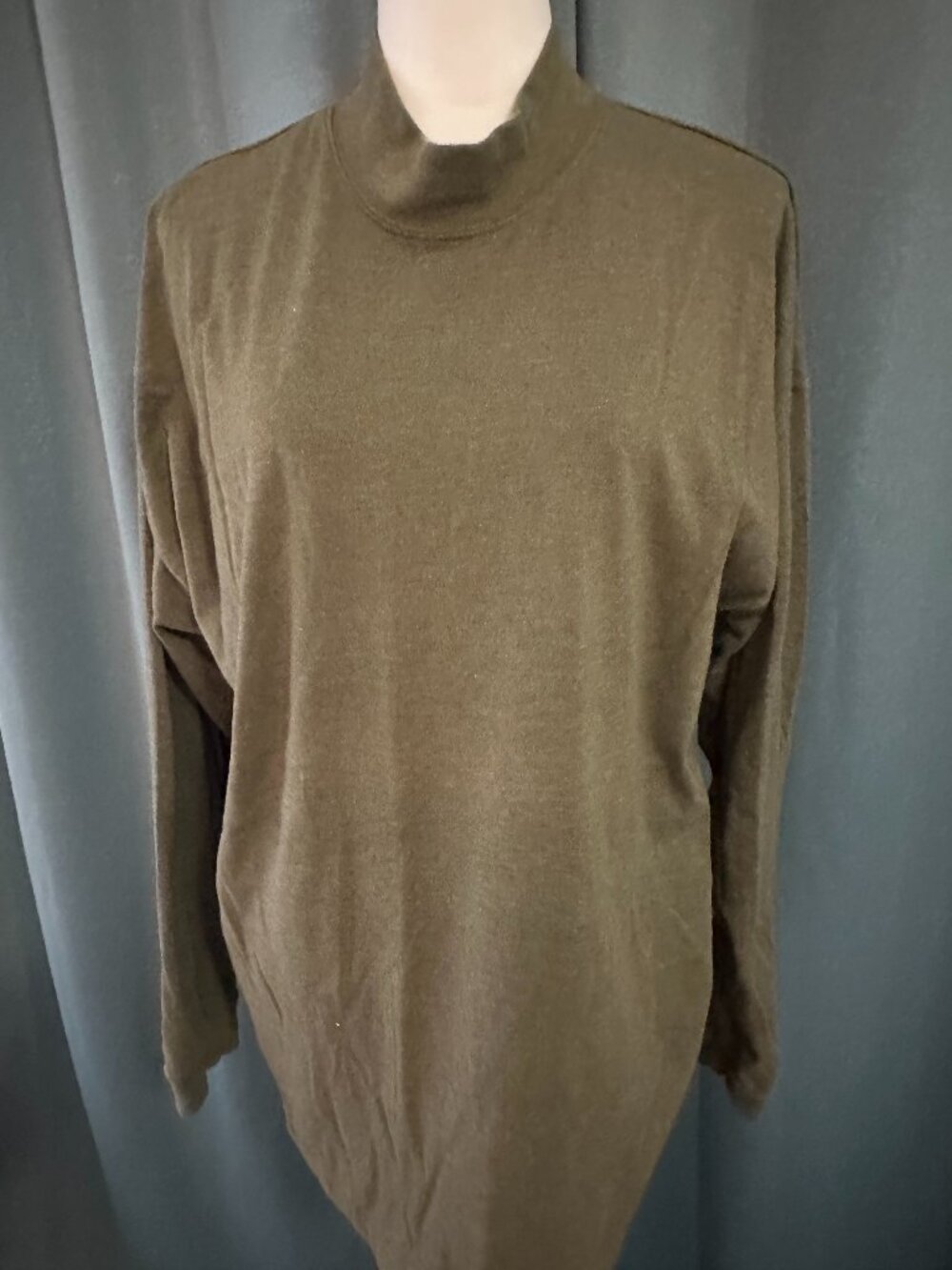 Claybrooke Cotton Rich Olive Green Mock Neck Long Sleeve Sweater XL